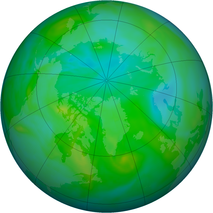 Arctic ozone map for 07 August 2007